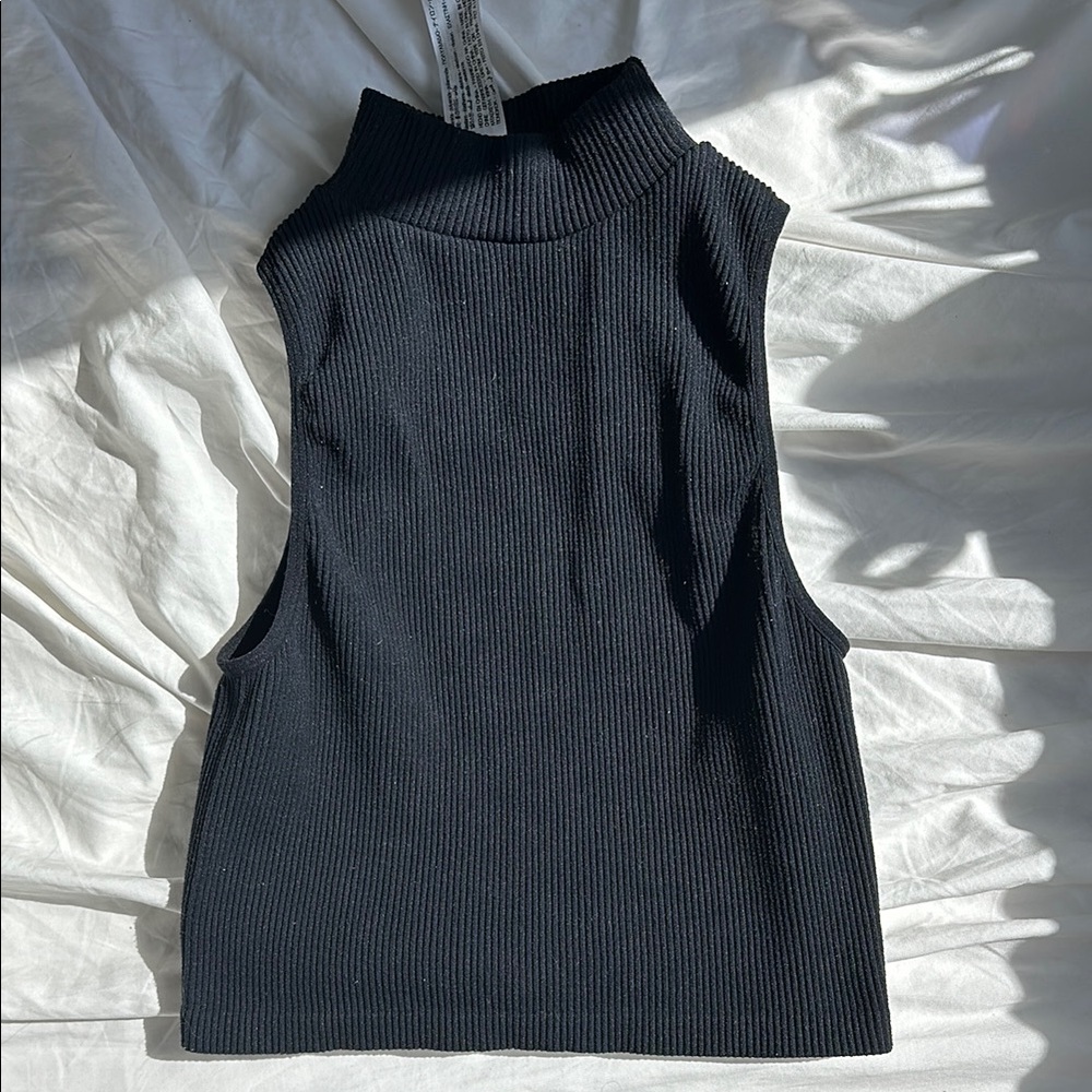 Zara Black Ribbed Sleeveless top